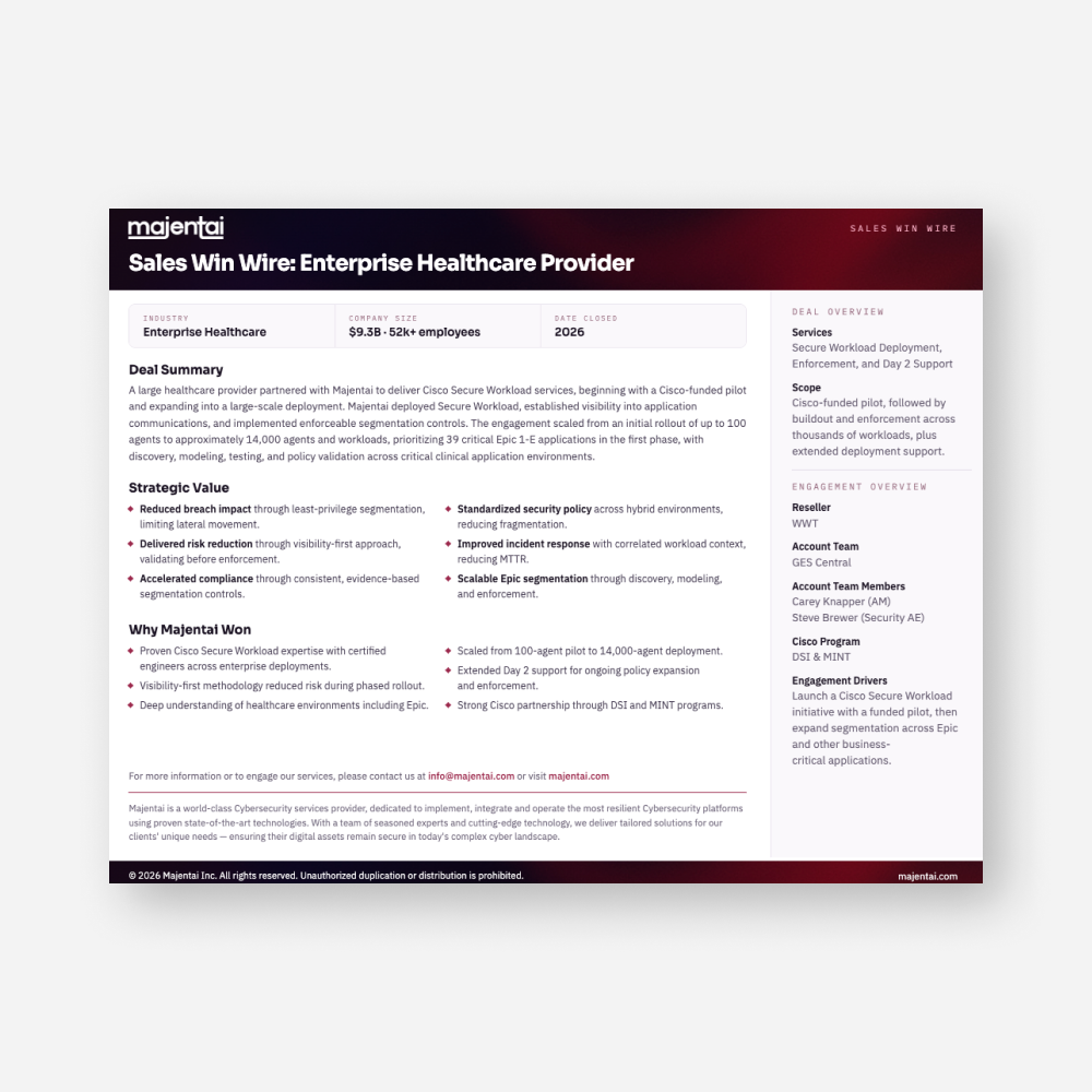 Majentai - Sales Win Wire - Enterprise Healthcare Provider