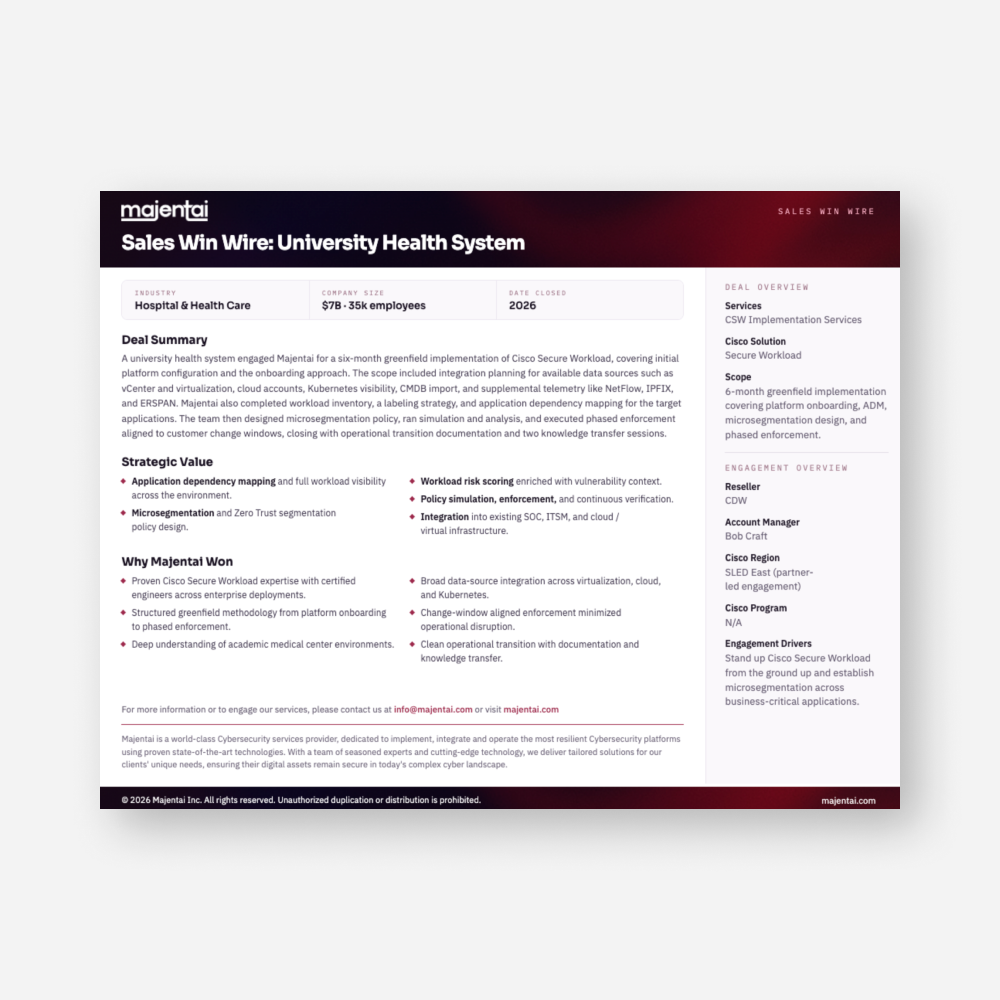 Majentai - Sales Win Wire - University Health System